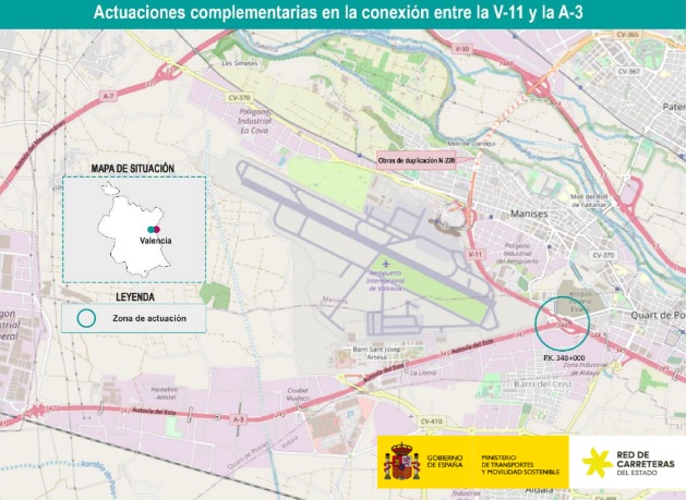 Transportes formaliza por 3,85 millones de euros las obras complementarias para duplicar la N-220, de acceso al aeropuerto de Valencia